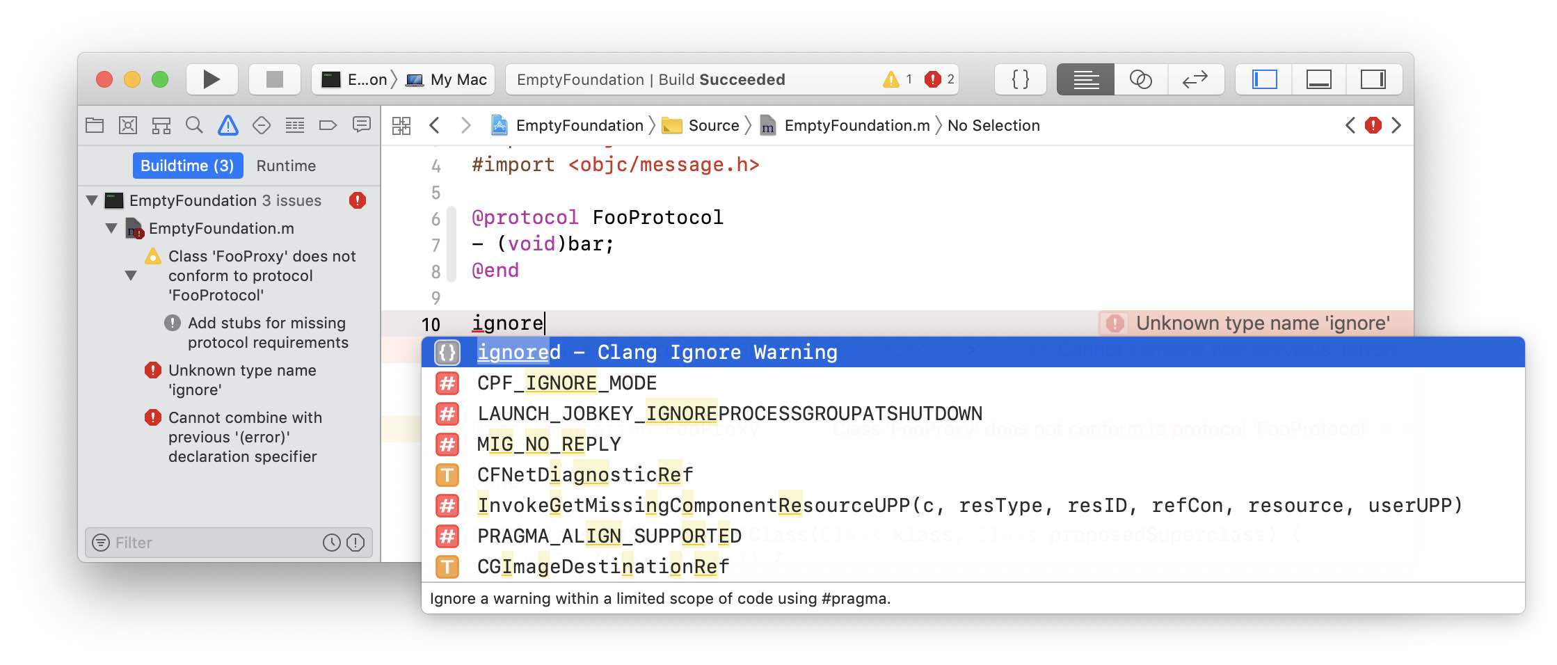 Xcode ignore snippet
