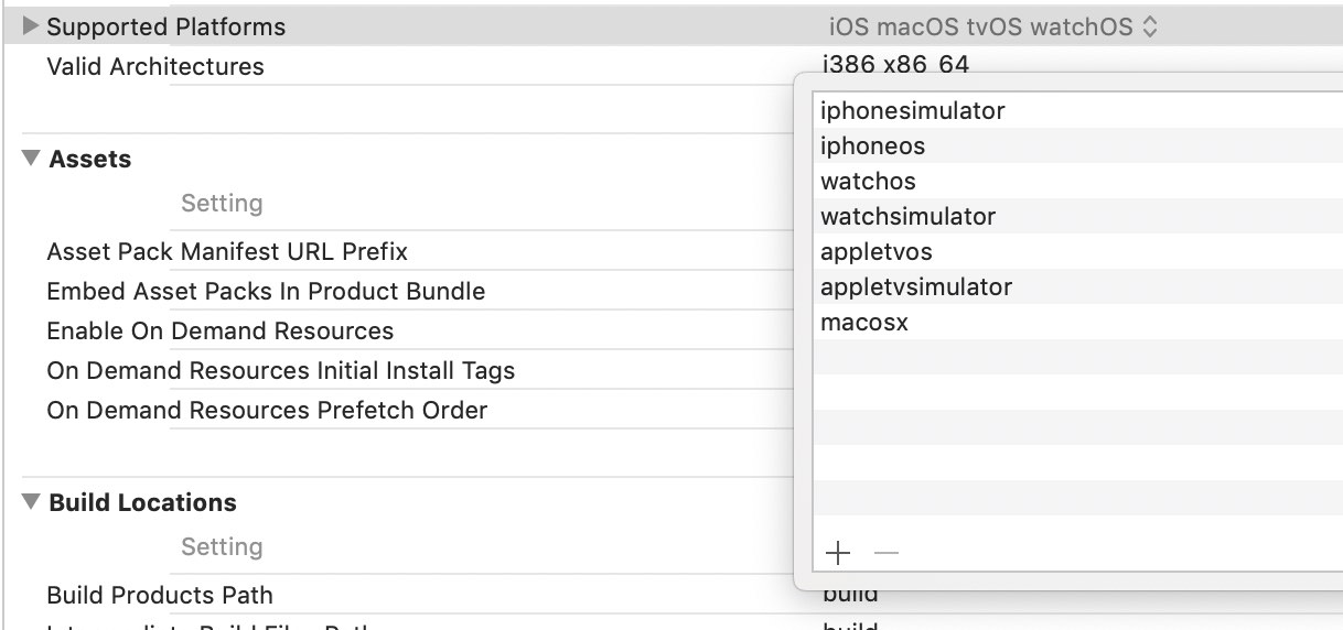 Setting the Supported Platforms build setting