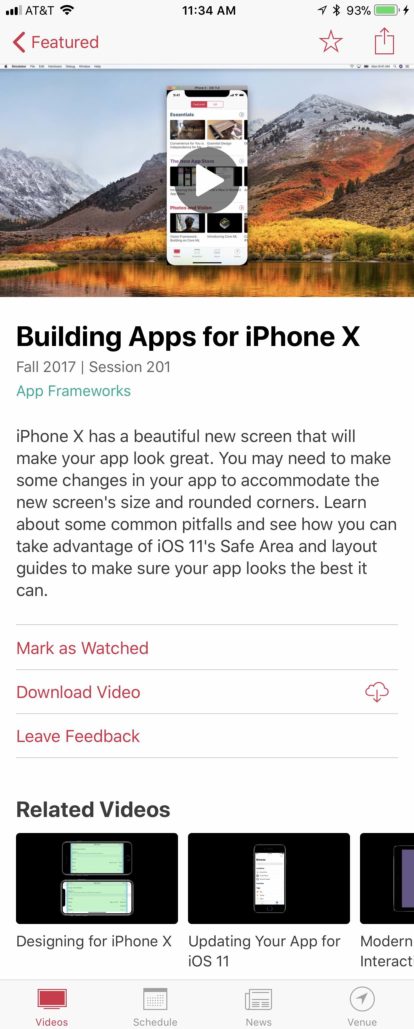 WWDC app session details page